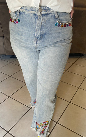 Rhinestone Denim Jeans