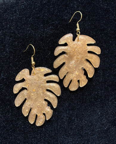 Leaf Earrings W/Gold Flakes