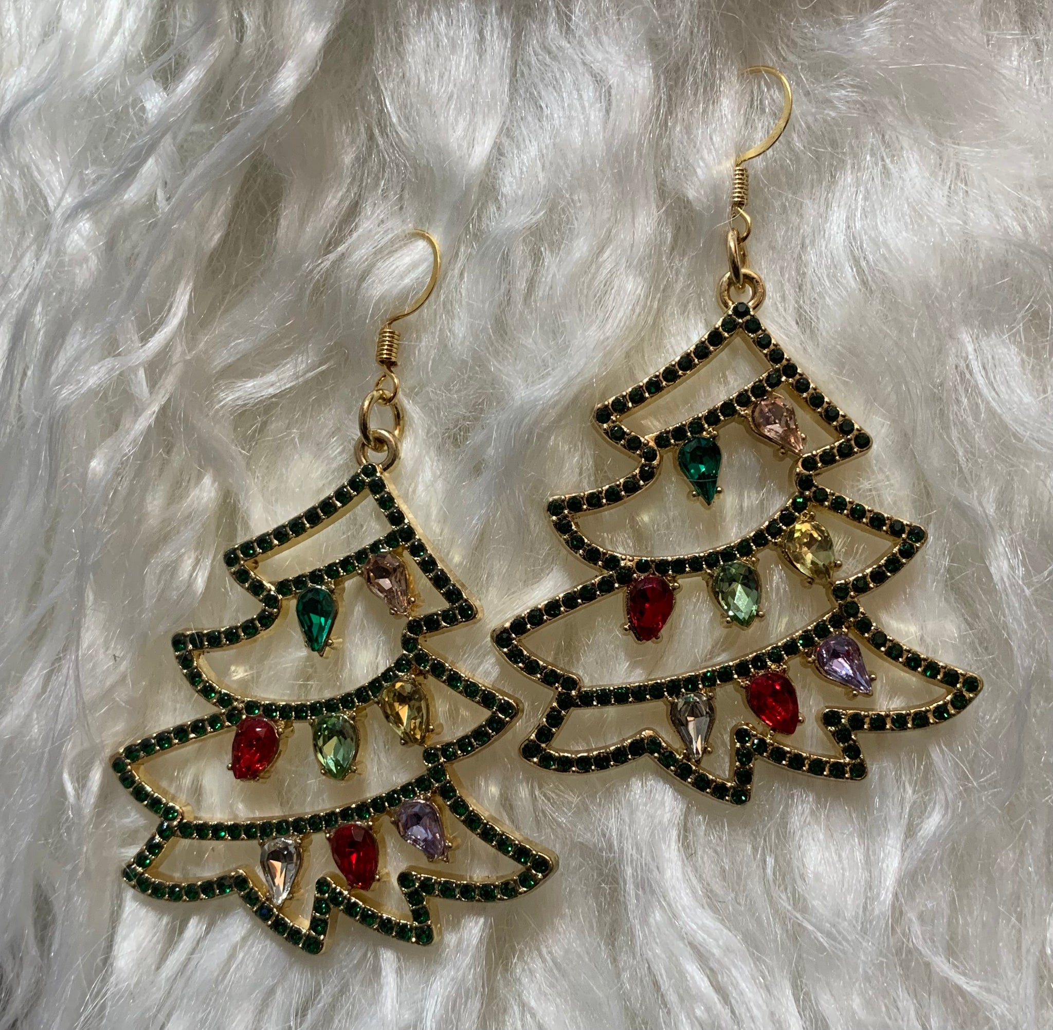 Christmas Tree Rhinestone Earrings