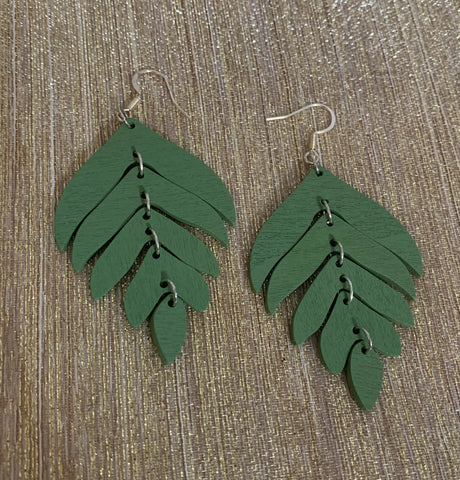 Wooden Leaf Earrings