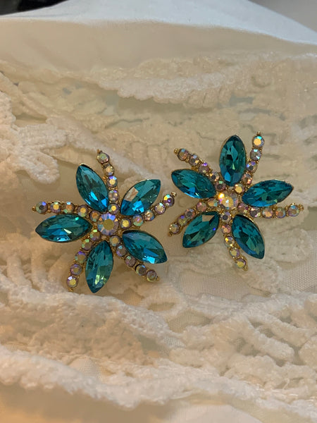 Rhinestone Spring Flower Earrings